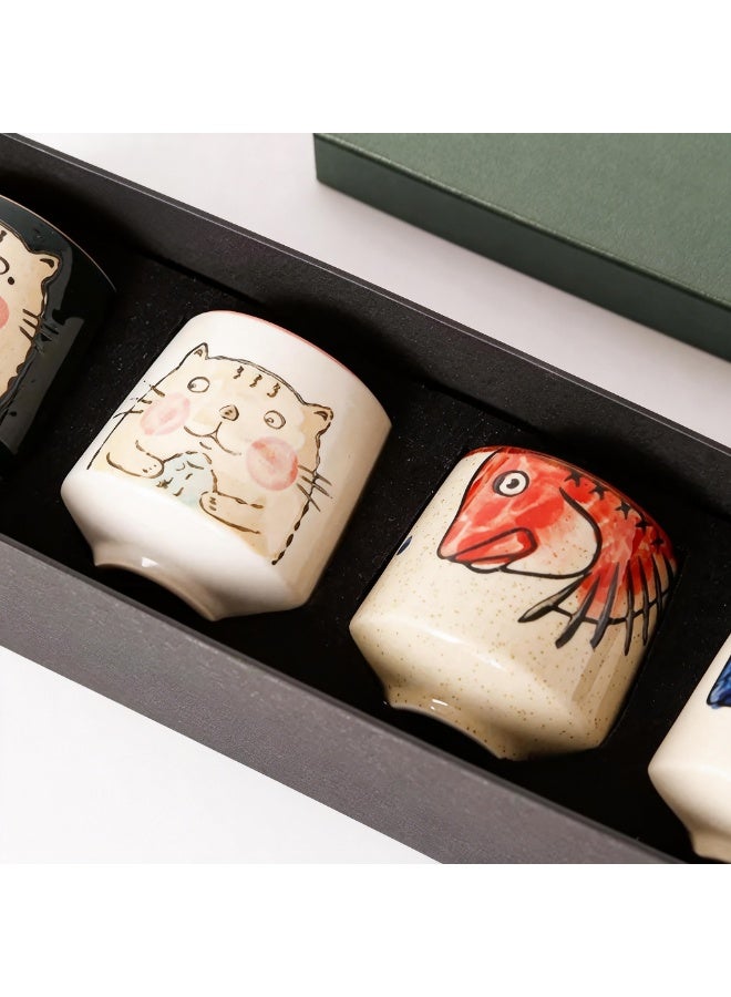 ROOMTONE Set Of 4 Coffee Cups, Tea Cups, Ceramic Cups Set, Lovely Cups, Janpanese Style, 150ml - Image 2